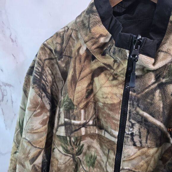 Habit Jacket Mens Large Camo Fleece Hunting Coat Zip Woodland Forest Quiet - Picture 2 of 12